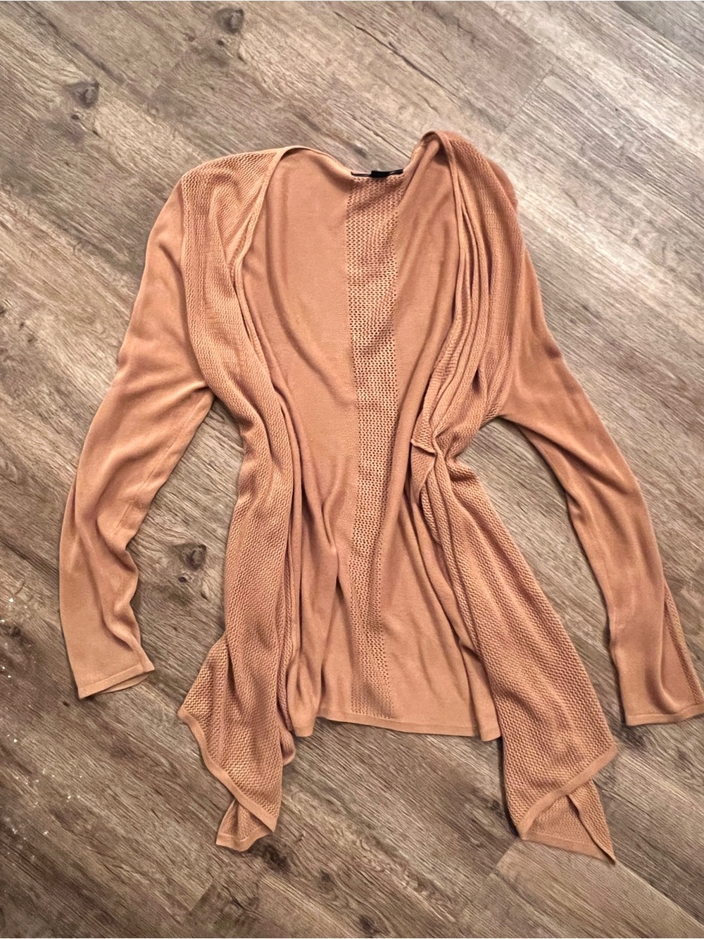 Lightweight Camel Open-Front Cardigan Sweater